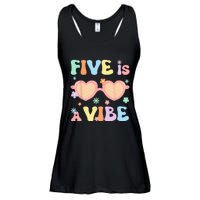 Five Is A Vibe 5 Year Old 5th Birthday Groovy Ladies Essential Flowy Tank