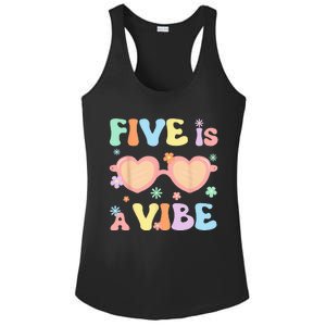 Five Is A Vibe 5 Year Old 5th Birthday Groovy Ladies PosiCharge Competitor Racerback Tank