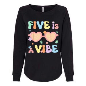 Five Is A Vibe 5 Year Old 5th Birthday Groovy Womens California Wash Sweatshirt