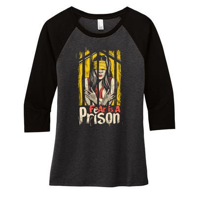 Fear Is A Prison Women's Tri-Blend 3/4-Sleeve Raglan Shirt