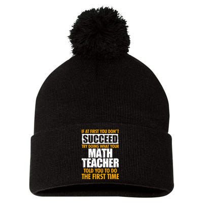 Funny If At First You Don't Succeed Math Teacher Pom Pom 12in Knit Beanie