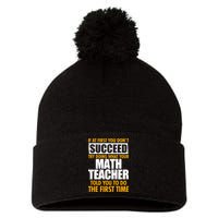 Funny If At First You Don't Succeed Math Teacher Pom Pom 12in Knit Beanie