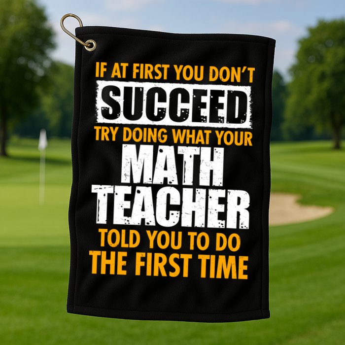 Funny If At First You Don't Succeed Math Teacher Golf Towel