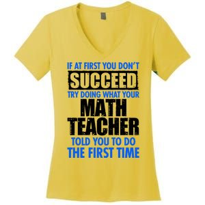 Funny If At First You Don't Succeed Math Teacher Women's V-Neck T-Shirt