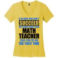 Funny If At First You Don't Succeed Math Teacher Women's V-Neck T-Shirt