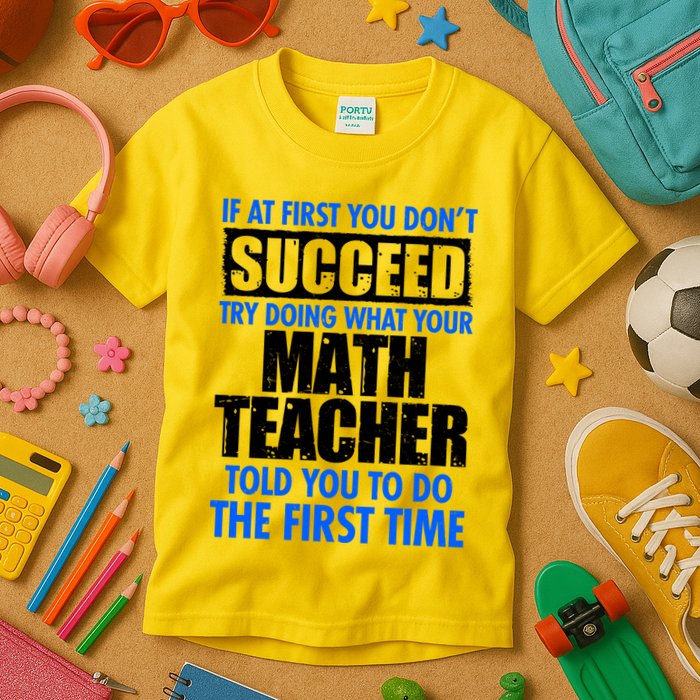 Funny If At First You Don't Succeed Math Teacher Kids T-Shirt