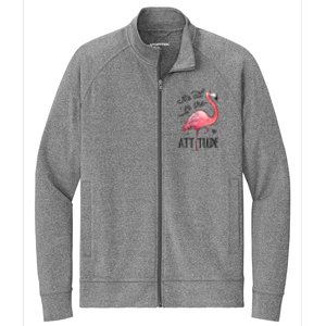 Flamingo Its All In The Attitude Funny Pink Bird Watercolor Stretch Full-Zip Cadet Jacket