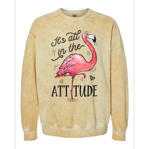 Flamingo Its All In The Attitude Funny Pink Bird Watercolor Colorblast Crewneck Sweatshirt