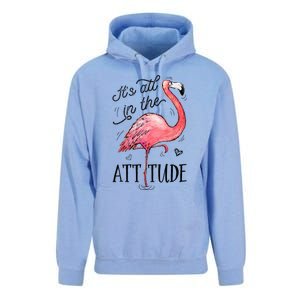 Flamingo Its All In The Attitude Funny Pink Bird Watercolor Unisex Surf Hoodie