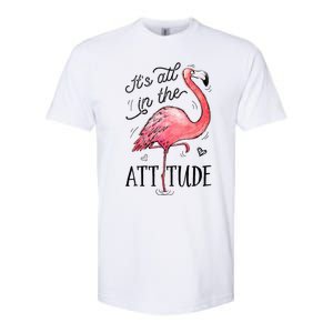 Flamingo Its All In The Attitude Funny Pink Bird Watercolor Softstyle CVC T-Shirt