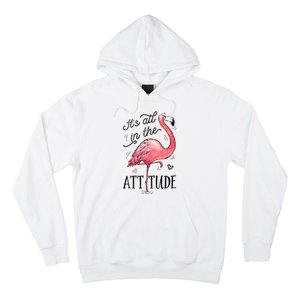 Flamingo Its All In The Attitude Funny Pink Bird Watercolor Hoodie