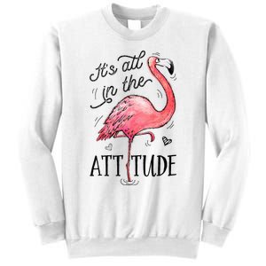 Flamingo Its All In The Attitude Funny Pink Bird Watercolor Sweatshirt