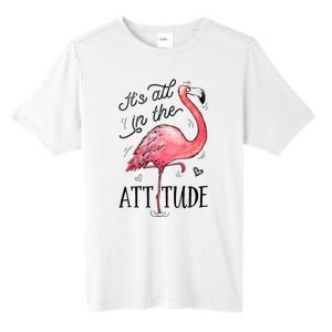 Flamingo Its All In The Attitude Funny Pink Bird Watercolor Tall Fusion ChromaSoft Performance T-Shirt