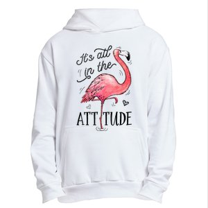 Flamingo Its All In The Attitude Funny Pink Bird Watercolor Urban Pullover Hoodie