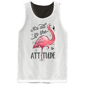 Flamingo Its All In The Attitude Funny Pink Bird Watercolor Mesh Reversible Basketball Jersey Tank