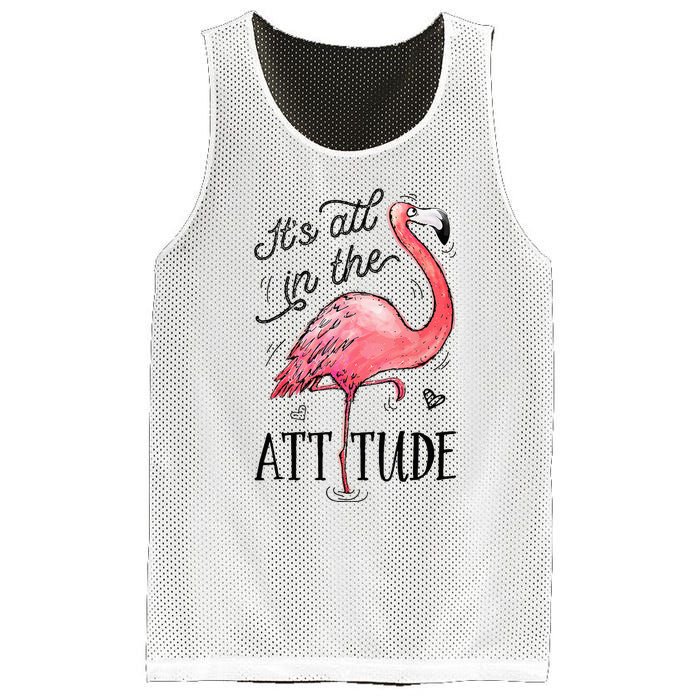 Flamingo Its All In The Attitude Funny Pink Bird Watercolor Mesh Reversible Basketball Jersey Tank