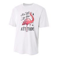 Flamingo Its All In The Attitude Funny Pink Bird Watercolor Youth Performance Sprint T-Shirt