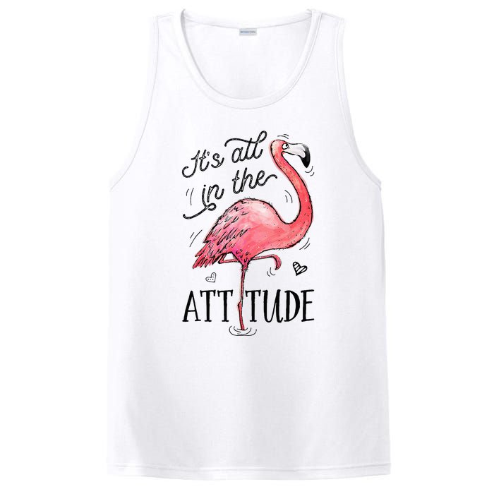 Flamingo Its All In The Attitude Funny Pink Bird Watercolor PosiCharge Competitor Tank