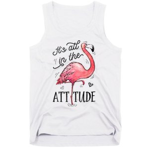 Flamingo Its All In The Attitude Funny Pink Bird Watercolor Tank Top