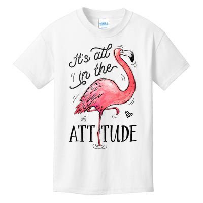 Flamingo Its All In The Attitude Funny Pink Bird Watercolor Kids T-Shirt