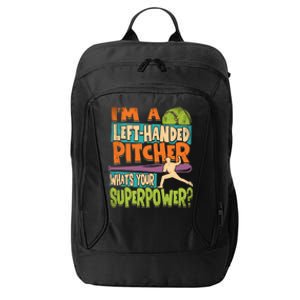 Funny I’m A Left Handed Pitcher Softball Player Premium City Backpack