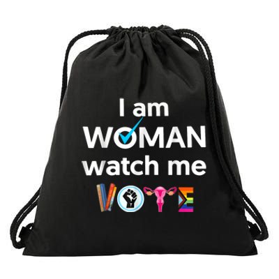 Funny I Am Woman Watch Me Vote Drawstring Bag