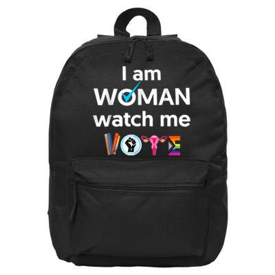 Funny I Am Woman Watch Me Vote 16 in Basic Backpack