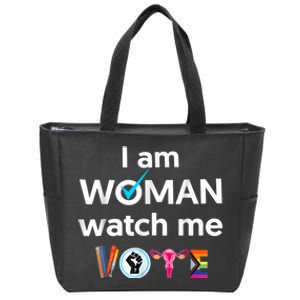 Funny I Am Woman Watch Me Vote Zip Tote Bag