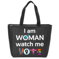 Funny I Am Woman Watch Me Vote Zip Tote Bag