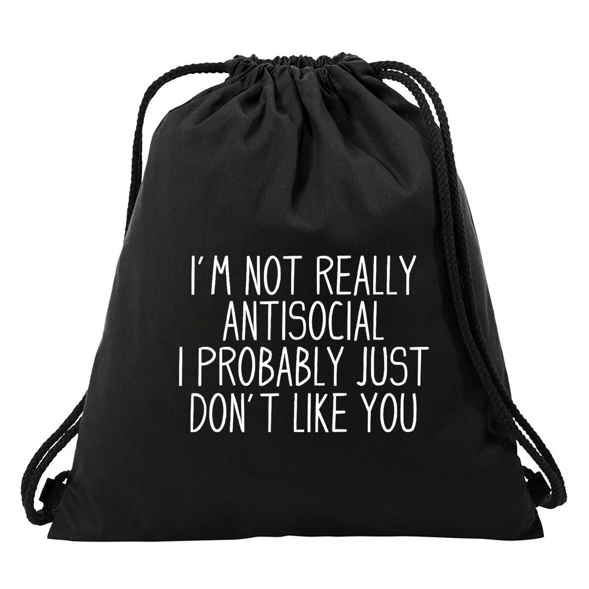 Funny Introvert Antisocial Drawstring Bag