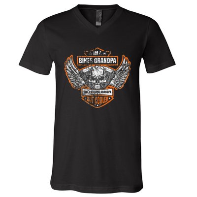 Funny IM A Biker Grandpa Like A Normal Grandpa But Cooler V-Neck T-Shirt