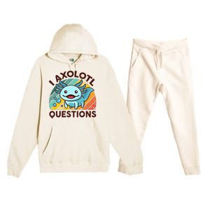 Funny I Axolotl Questions Retro Cute Premium Hooded Sweatsuit Set