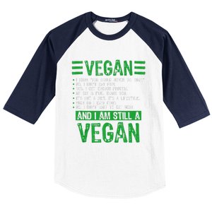 Funny I Am Still A Vegan Vegetarian Healthy Love Haters Baseball Sleeve Shirt