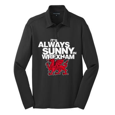 Funny It's Always Sunny in Wrexham Wales Dragon  Silk Touch Performance Long Sleeve Polo