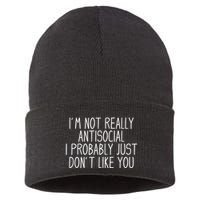 Funny Introvert Antisocial Sustainable Knit Beanie