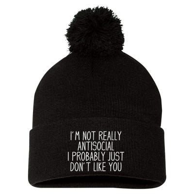 Funny Introvert Antisocial Pom Pom 12in Knit Beanie