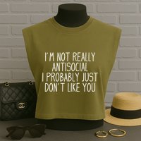 Funny Introvert Antisocial Garment-Dyed Women's Muscle Tee