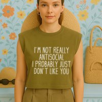 Funny Introvert Antisocial Garment-Dyed Women's Muscle Tee