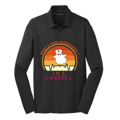 Funny Im A Nurse Whats Your Superpower ? Retro Vintage Cute Gift Silk Touch Performance Long Sleeve Polo