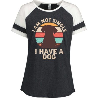 Funny I Am Not Single I Have A Dog Enza Ladies Jersey Colorblock Tee