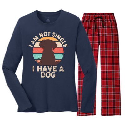 Funny I Am Not Single I Have A Dog Women's Long Sleeve Flannel Pajama Set 