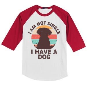 Funny I Am Not Single I Have A Dog Kids Colorblock Raglan Jersey