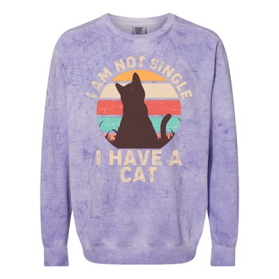 Funny I Am Not Single I Have A Cat Colorblast Crewneck Sweatshirt