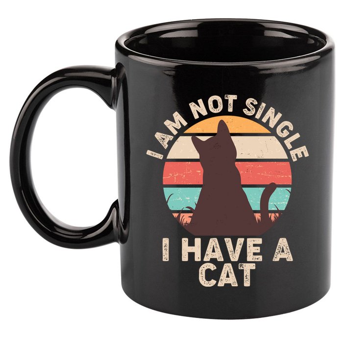 Funny I Am Not Single I Have A Cat 11oz C Handle Ceramic Mug
