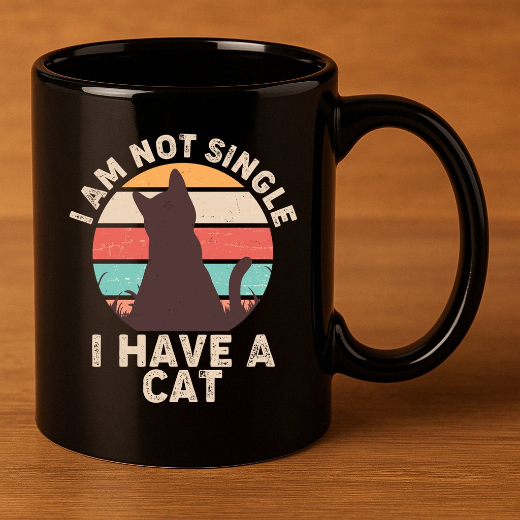 Funny I Am Not Single I Have A Cat 11oz C Handle Ceramic Mug
