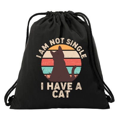 Funny I Am Not Single I Have A Cat Drawstring Bag