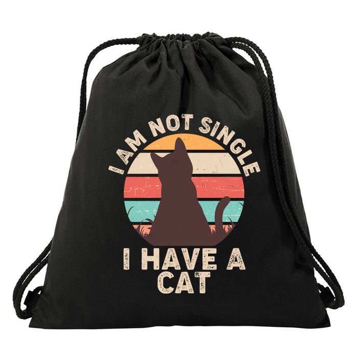 Funny I Am Not Single I Have A Cat Drawstring Bag