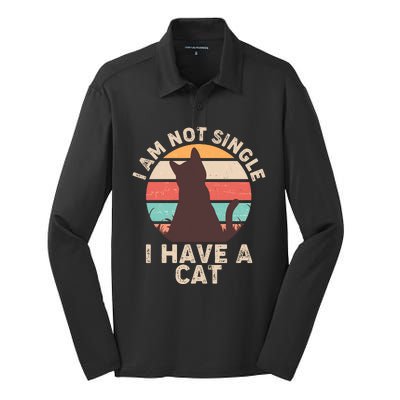 Funny I Am Not Single I Have A Cat Silk Touch Performance Long Sleeve Polo