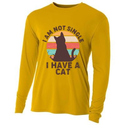Funny I Am Not Single I Have A Cat Cooling Performance Long Sleeve Crew