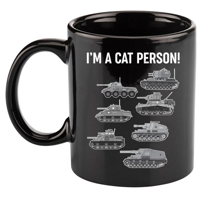 Funny I'm A Cat Person Military Tanks 11oz C Handle Ceramic Mug